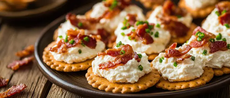 Ritz Crackers with Whipped Honey Ricotta and Bacon