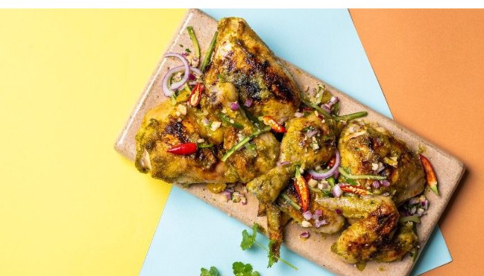 Chicken with lime, orange and red chilli